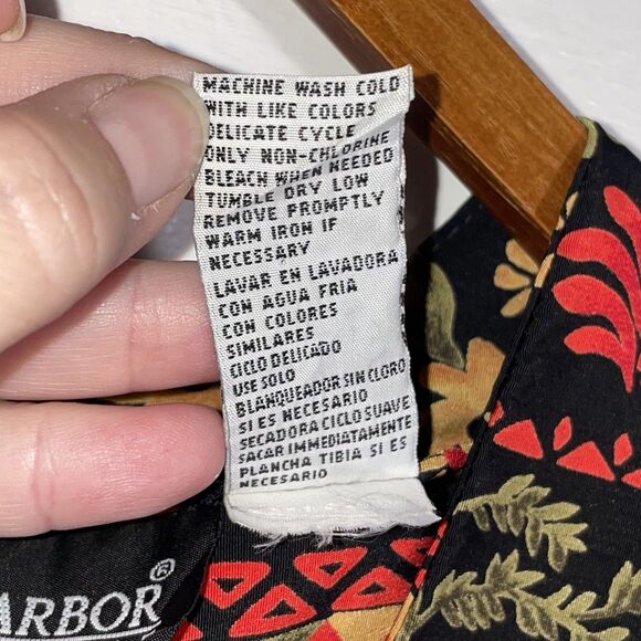 Vintage Sag Harbor Petite 10P Animal Print Black Shift Dress Tigers Lions Floral - Picture 6 of 12